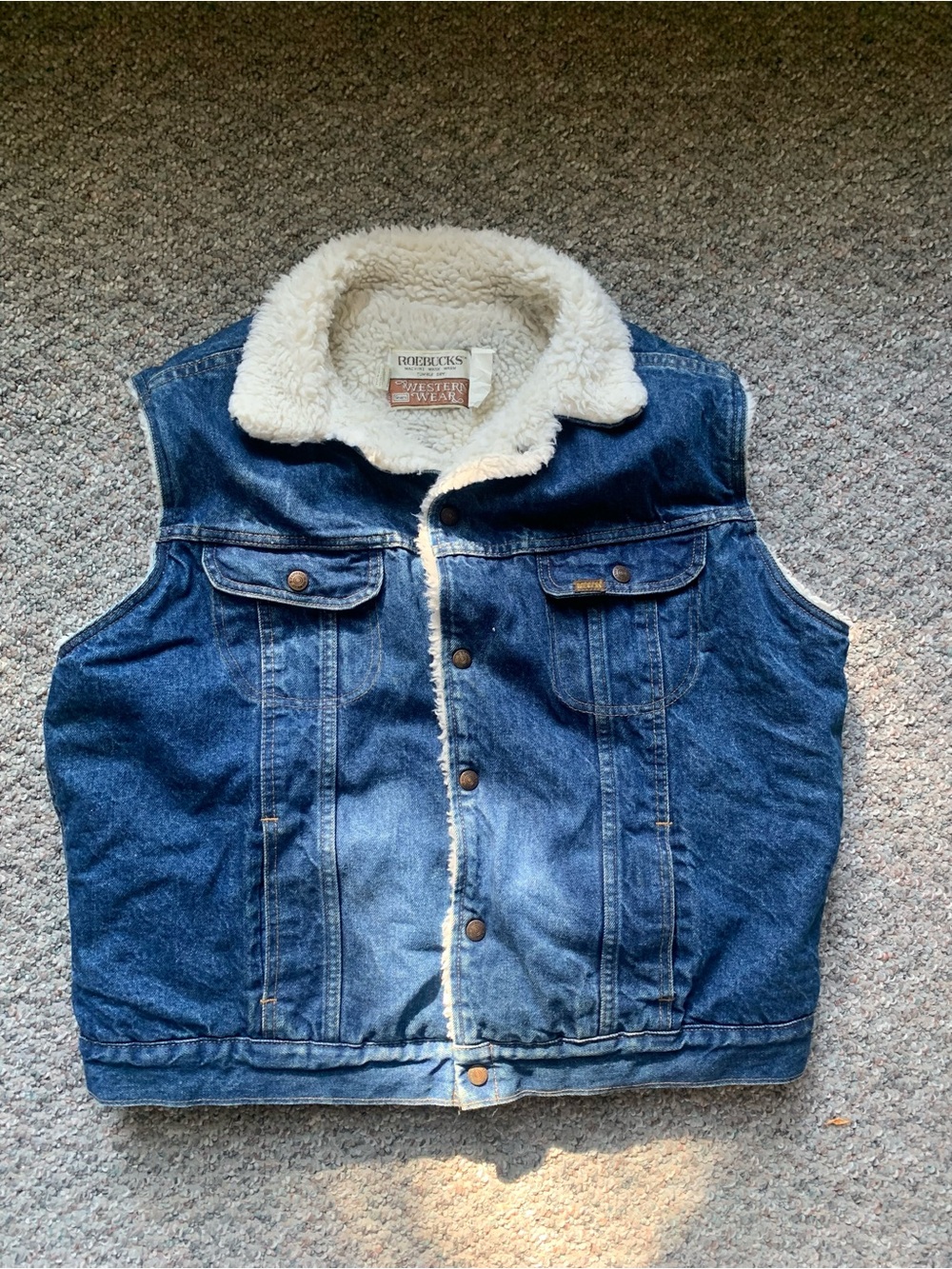 Vintage Roebucks Western Wear Sherpa-Lined Vest